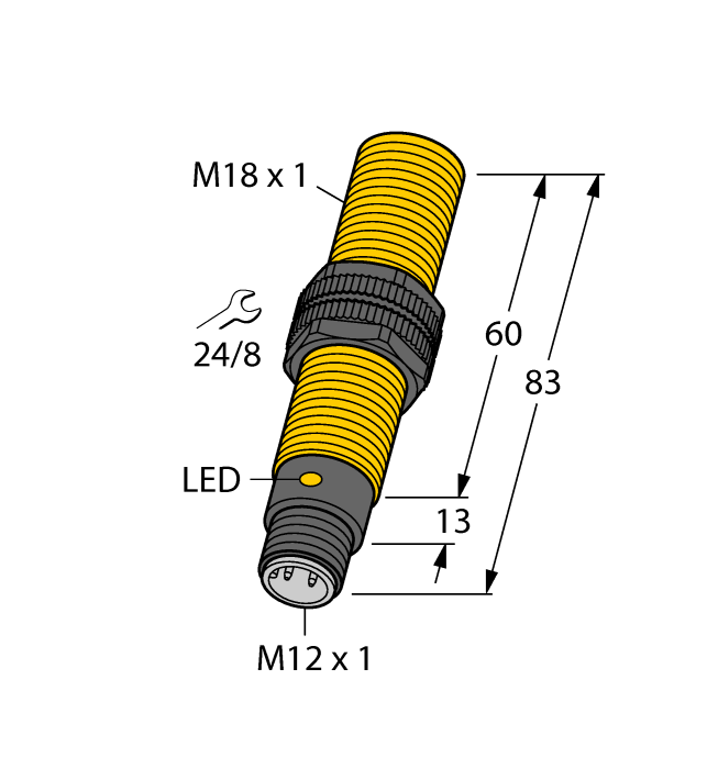 Nonembed TURCK BCF 5-S18-AP4X Sensor; Capacitive Sensing Mode; PNP; 5mm 7.5 mm Embeddable ; 2 m 